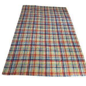 Fiesta Tableware plaid table cloth blue orange & green 100% polyester rectangle